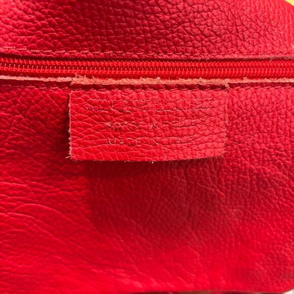 Borse in Pelle Red Leather Tote Bag Shoulder Straps Made in Italy - Picture 3 of 7